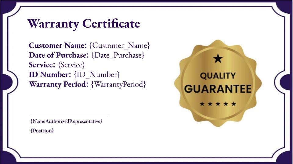 Active Merge Warranty Certificate