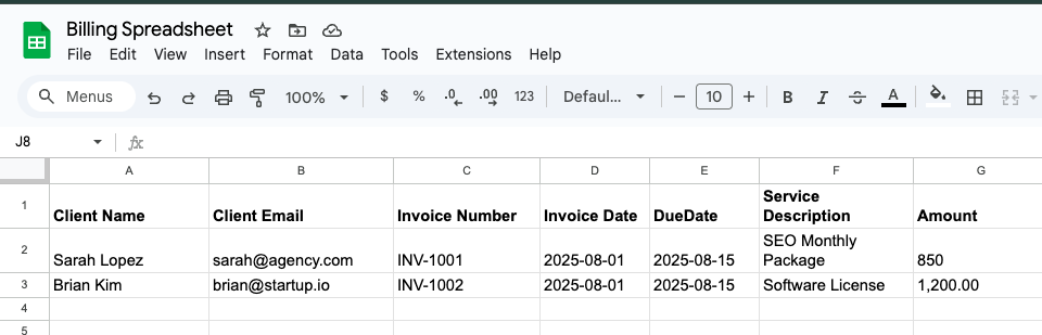 Create and Send Bulk Invoices from Google Sheets image 4