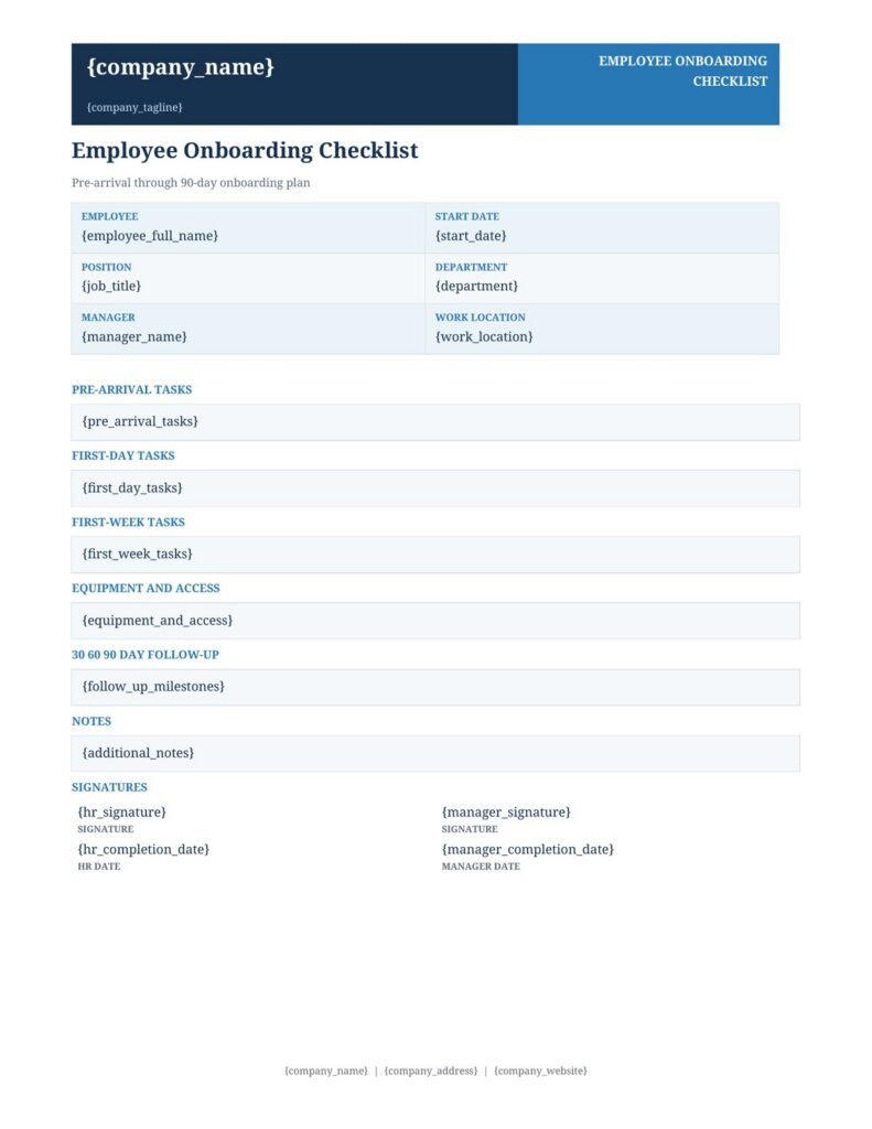 employee onboarding checklist template