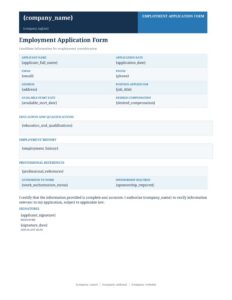 employment application form template