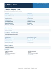 vacation request form template